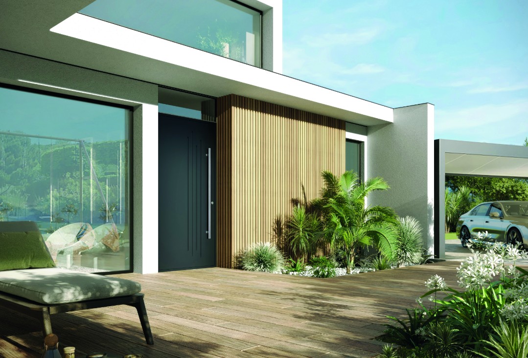 Porte ISOSTA installée sur façade moderne